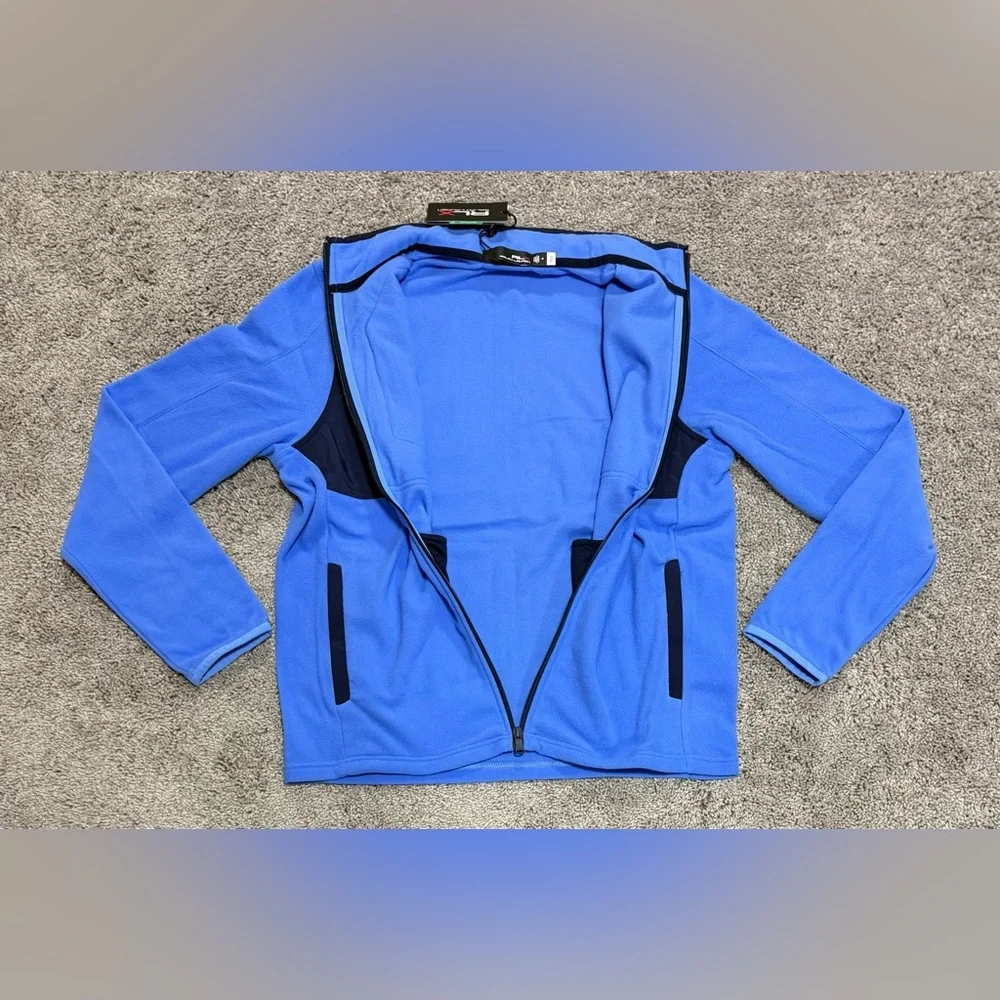 $198 RLX Ralph Lauren Hybrid Fleece Full Zip Golf Jacket Navy Blue Mens Size M - Picture 3 of 5